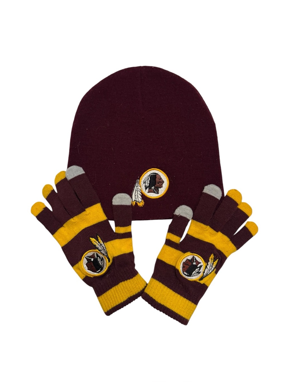 Washington Redskins knit cap and gloves